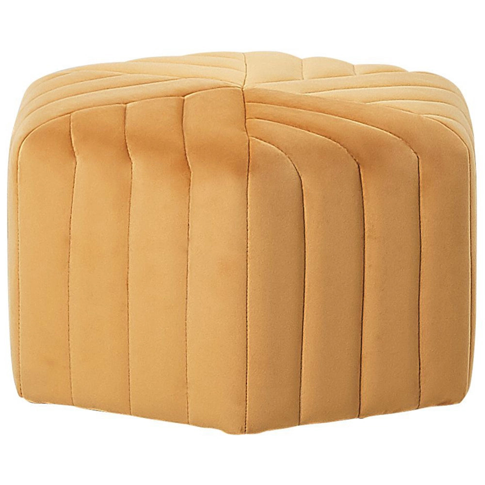 Pouf Velluto Giallo 29 x 53 x 48 cm Poggiapiedi Esagonale Imbottito Glamour