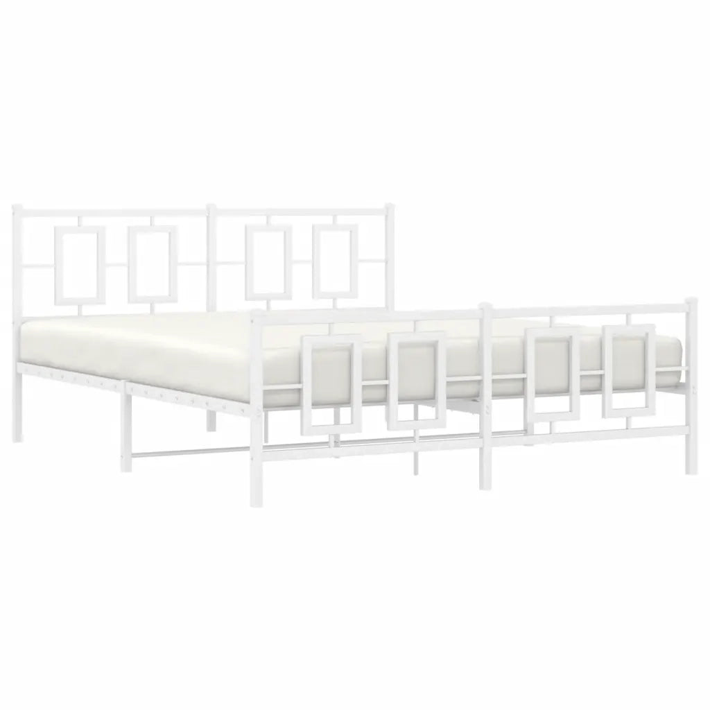 Giroletto con Testiera e Pediera Metallo Bianco 150x200 cm