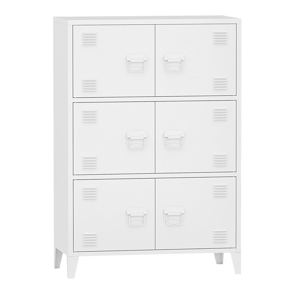 Armadio Hamina Mobile in Acciaio per Archivio 113 x 80 x 40 cm Bianco [en.casa]