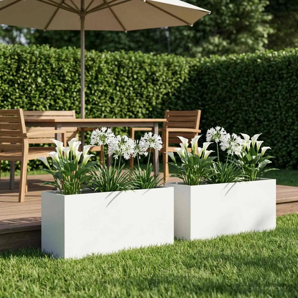 Vaso da giardino 2 pz Bianco 100 x 30 x 40 cm 8005613