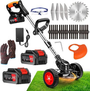 Grastrimmer elettrico - Funziona con batterie - 21 V - 2 batterie da 40 Ah - Testa regolabile e manico telescopico - 3 lame - Per la potatura della giardino Grastrimmer con batteria
