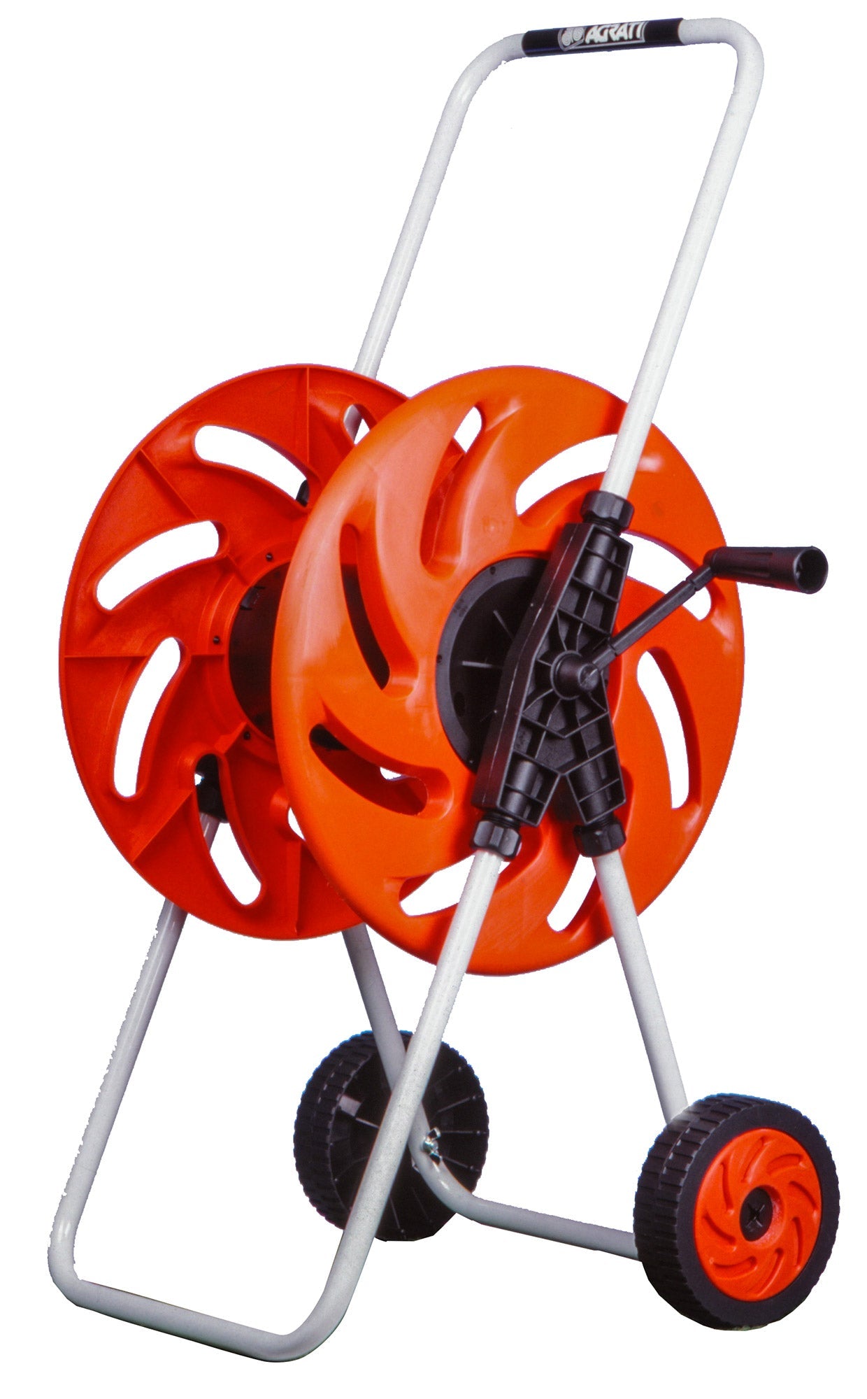 Carrello Avvolgitubo Manuale 80 mt in Acciaio e Plastica Agrati Arancione