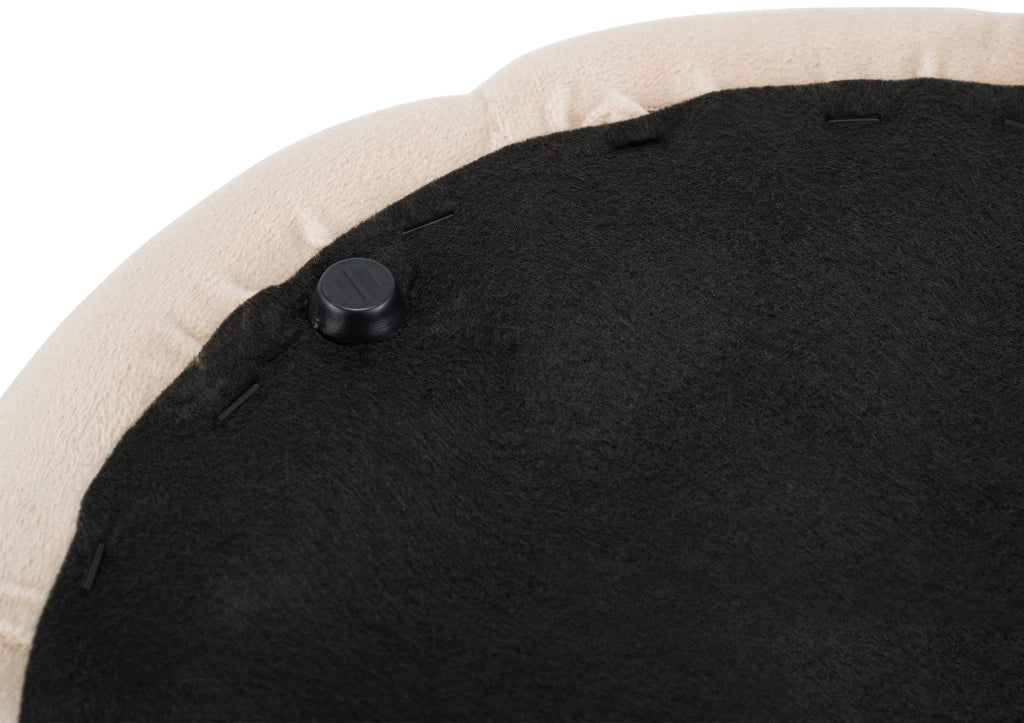 Pouf Drancy in velluto trapuntato crema,M