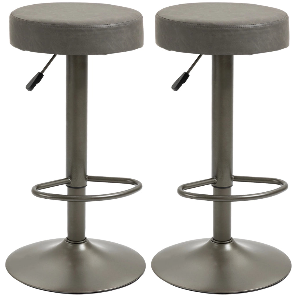 Easycomfort Set 2 Sgabelli da Bar Girevoli con Poggiapiedi e Altezza Regolabile, 35x36x64-85cm, Grigio