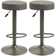 Easycomfort Set 2 Sgabelli da Bar Girevoli con Poggiapiedi e Altezza Regolabile, 35x36x64-85cm, Grigio