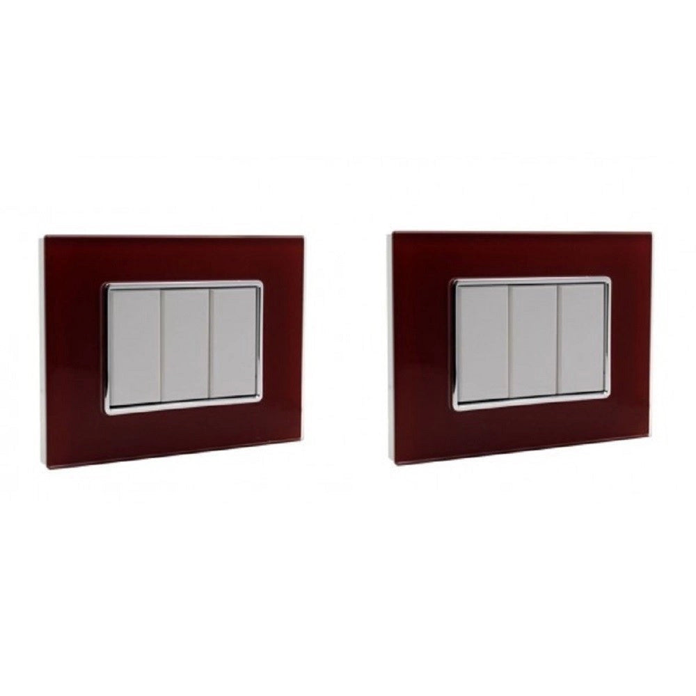 Trade Shop - Placca Cristal 3 4 6m Rosso Pompeiano Effetto Vetro Compatibile Bticino Axolute -