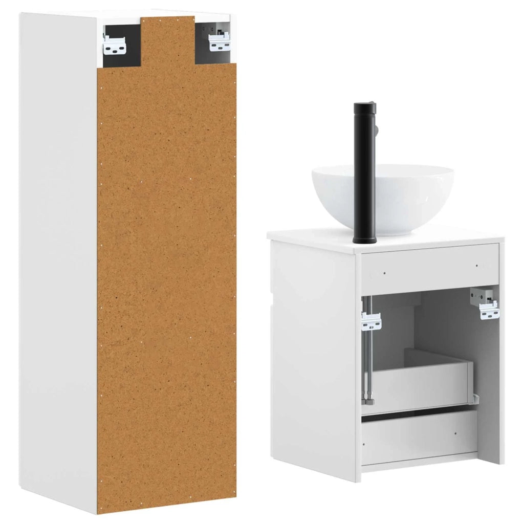 Set di mobili per il bagno 2 pz Bianco Lucido 3406137