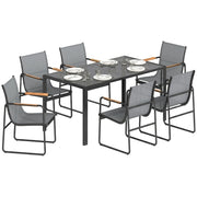 Set Giardino 7 Pezzi 6 Persone ¨C zephmum ¨C Tavolo Vetro Sedie Mesh Grigio