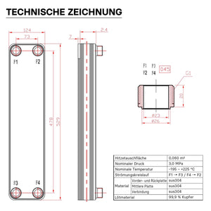 Scambiatore a piastre saldobrasate in acciaio inox, 50 piastre Max 550 kW