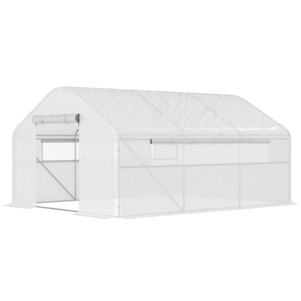 Serra da giardino tunnel 4x3x2m ¨C zephmum ¨C bianco con porte a rullo e finestre