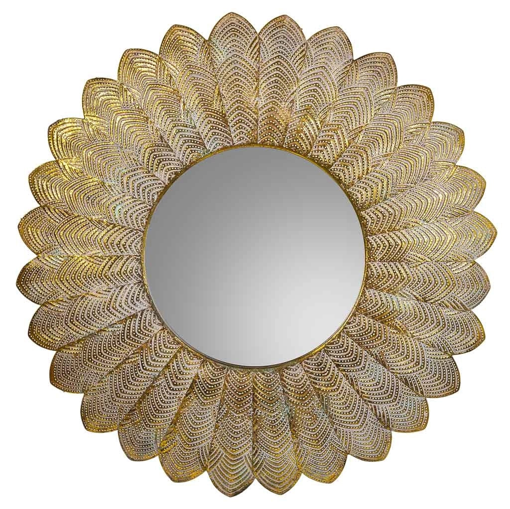 Specchio da parete in metallo dorato 72,5x4,5x72,5h