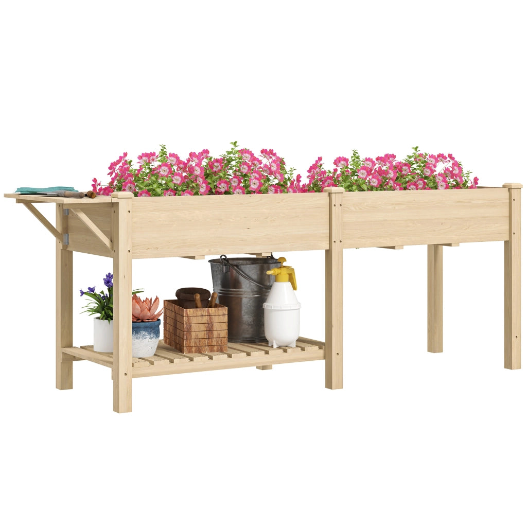 Fioriera da Giardino con Ripiano ¨C Zephmum ¨C Legno Naturale 207x59x78 cm