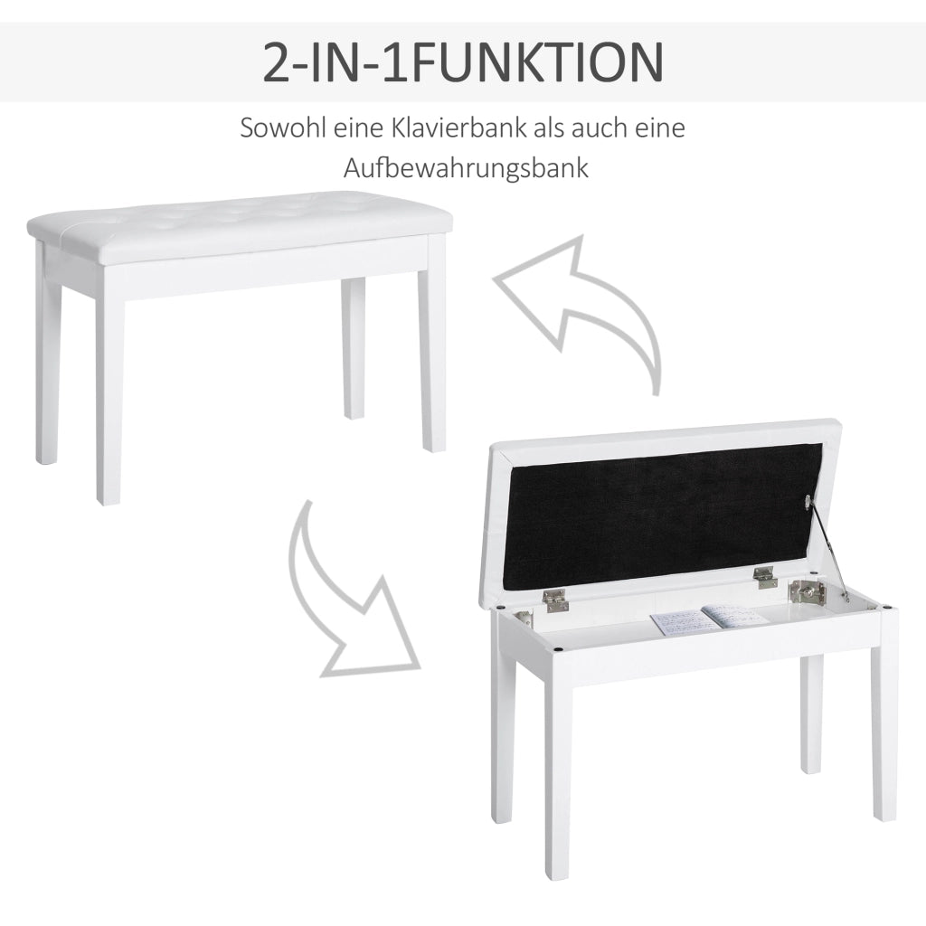 PANCA PER PIANOFORTE 79,5 x 39 x 15,9 cm Legno Bianco