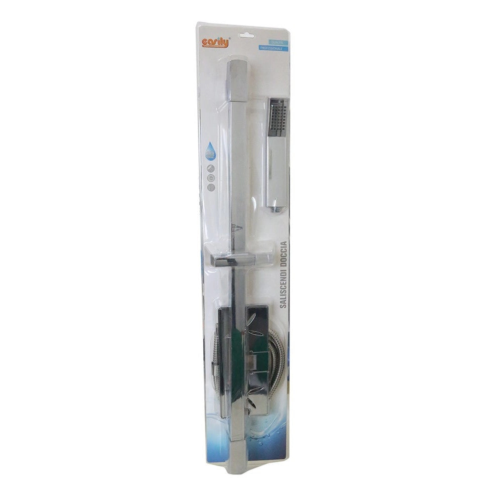 Trade Shop - Asta Saliscendi Cromata Colonna Doccetta Con Saliscendi Portasapone 69136 -        2