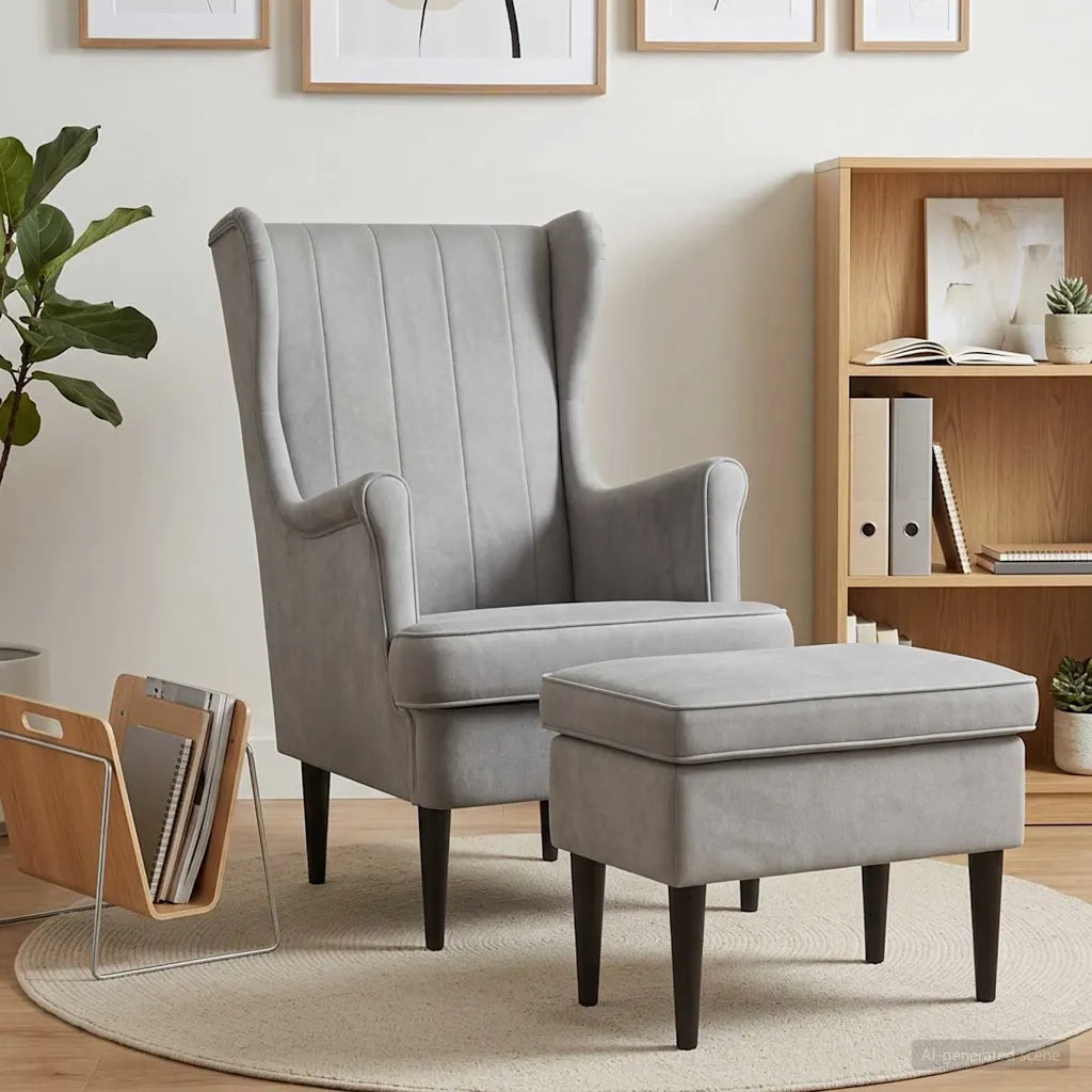 Poltrona con Ottomano 2 pz Grigio Chiaro Velluto 3418824