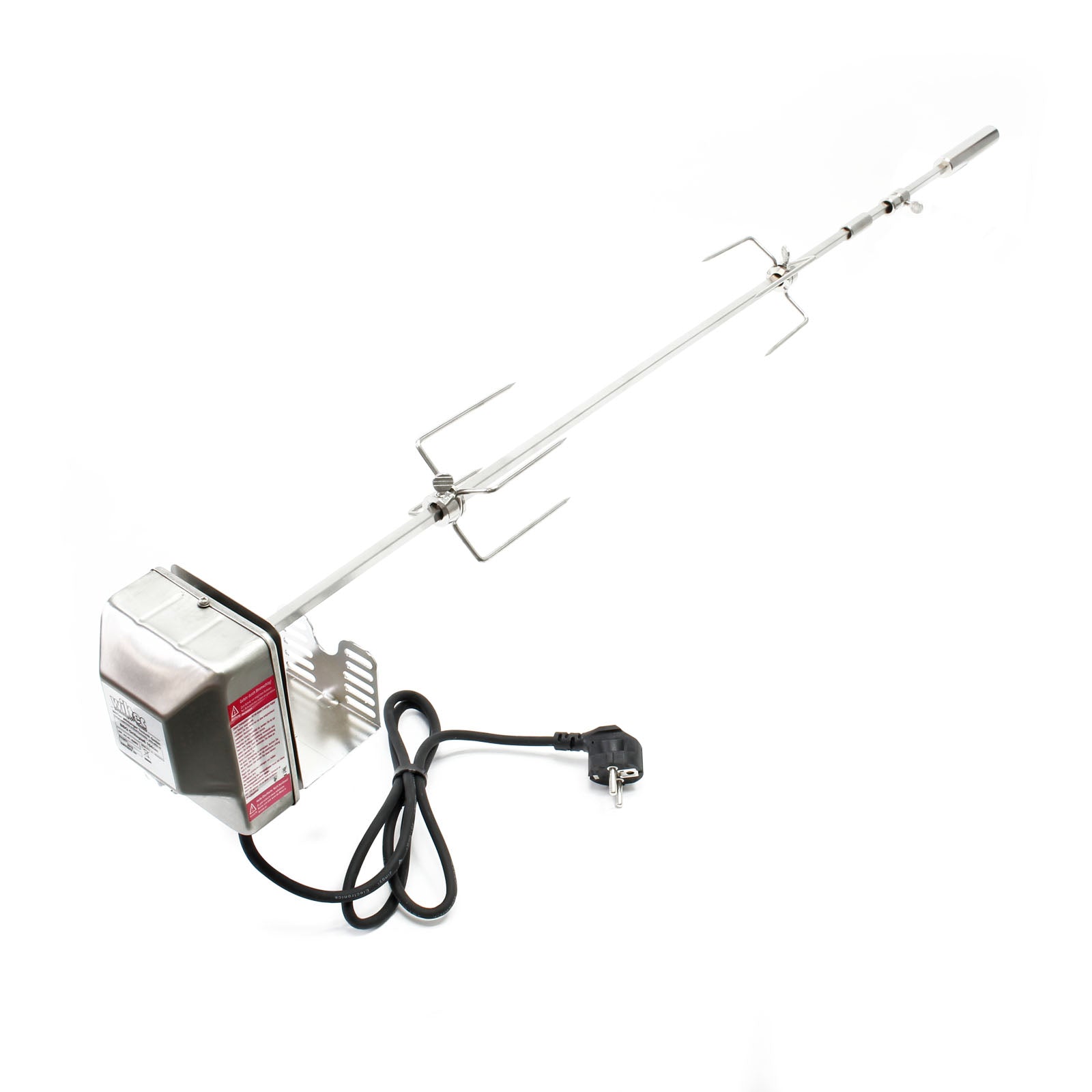 Girarrosto da barbecue 97 cm 230 V, Spiedo in acciaio inox con 2 forchettoni carne