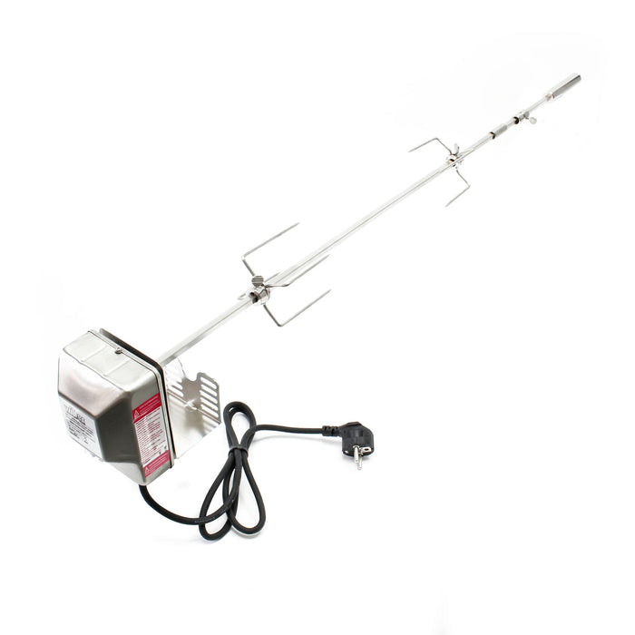 Girarrosto da barbecue 97 cm 230 V, Spiedo in acciaio inox con 2 forchettoni carne