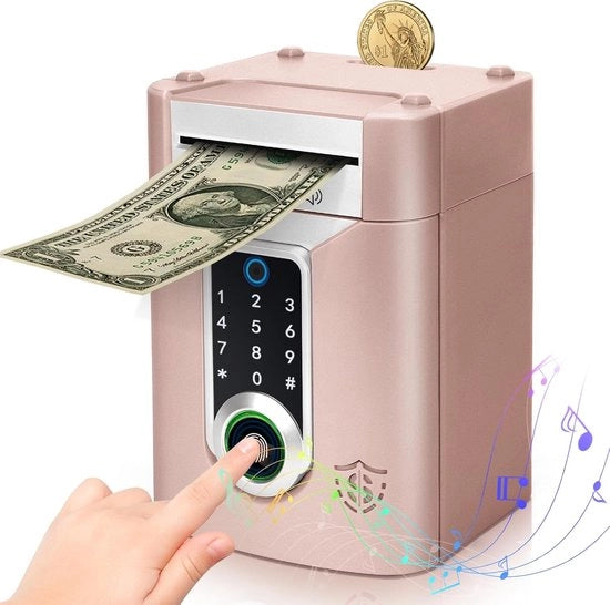 Cassa di Risparmio Digitale per Bambini 3-12 Anni con Touchscreen e Rilevamento delle Impressioni Digitali delle Dita