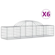 Cestini gabbioni recinzione a gabbia muro di contenimento ad arco 6 pezzi 200 x 50 x 40/60 cm ferro zincato argento 02_0041008