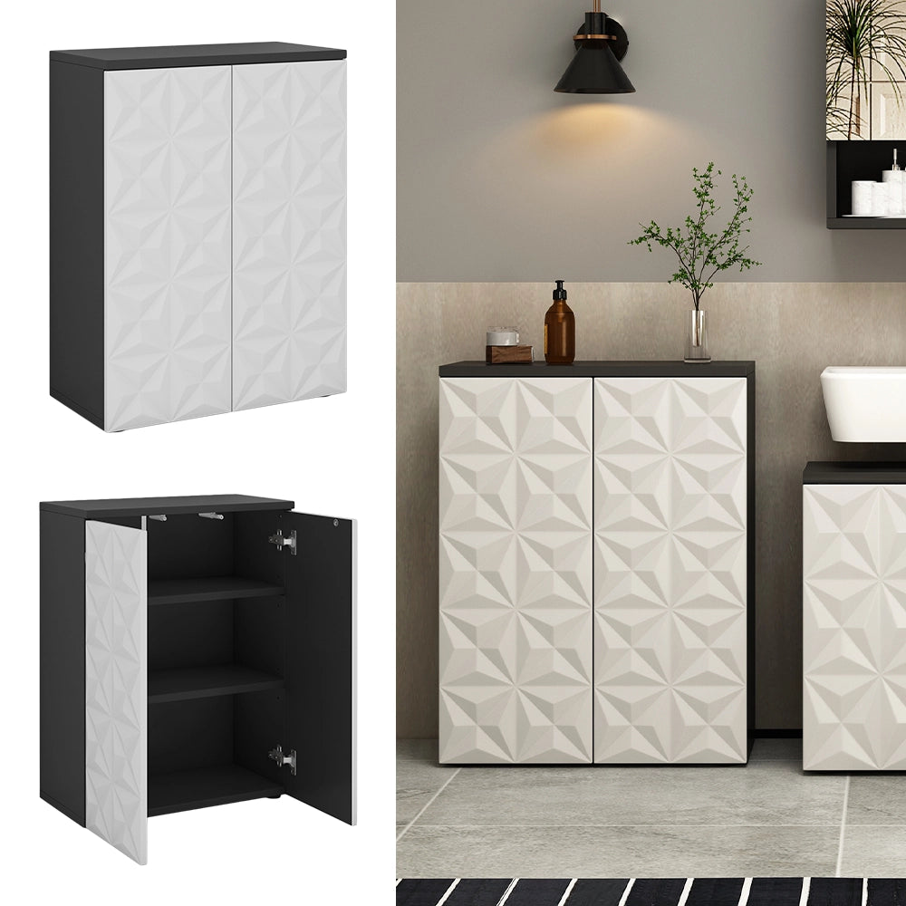 Mobiletto bagno Edge Nero 60 x 79.5 cm con 2 ante e 3 scomparti Vicco