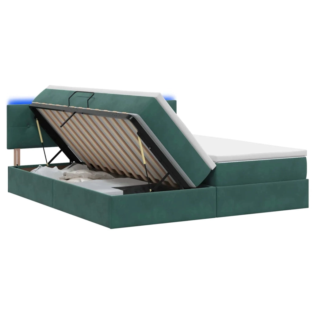 Letto con contenitore LED e materasso Verde Scuro 200 x 200 cm 3459393