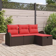 Set Divano da Giardino con cuscino 4 pcs Marrone polyrattan 3360385
