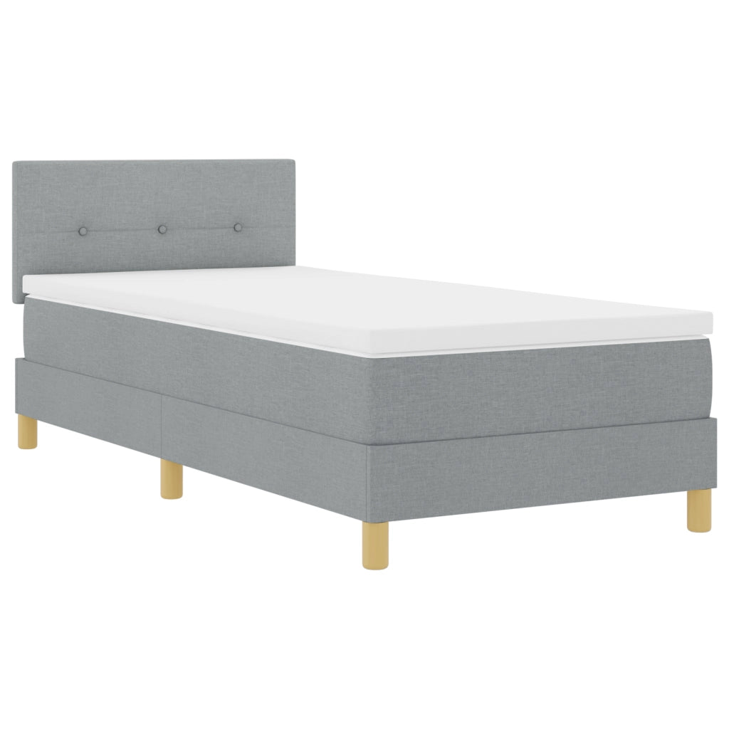 Letto con Box Spring con Materasso Grigio Chiaro 100x200 cm Tessuto