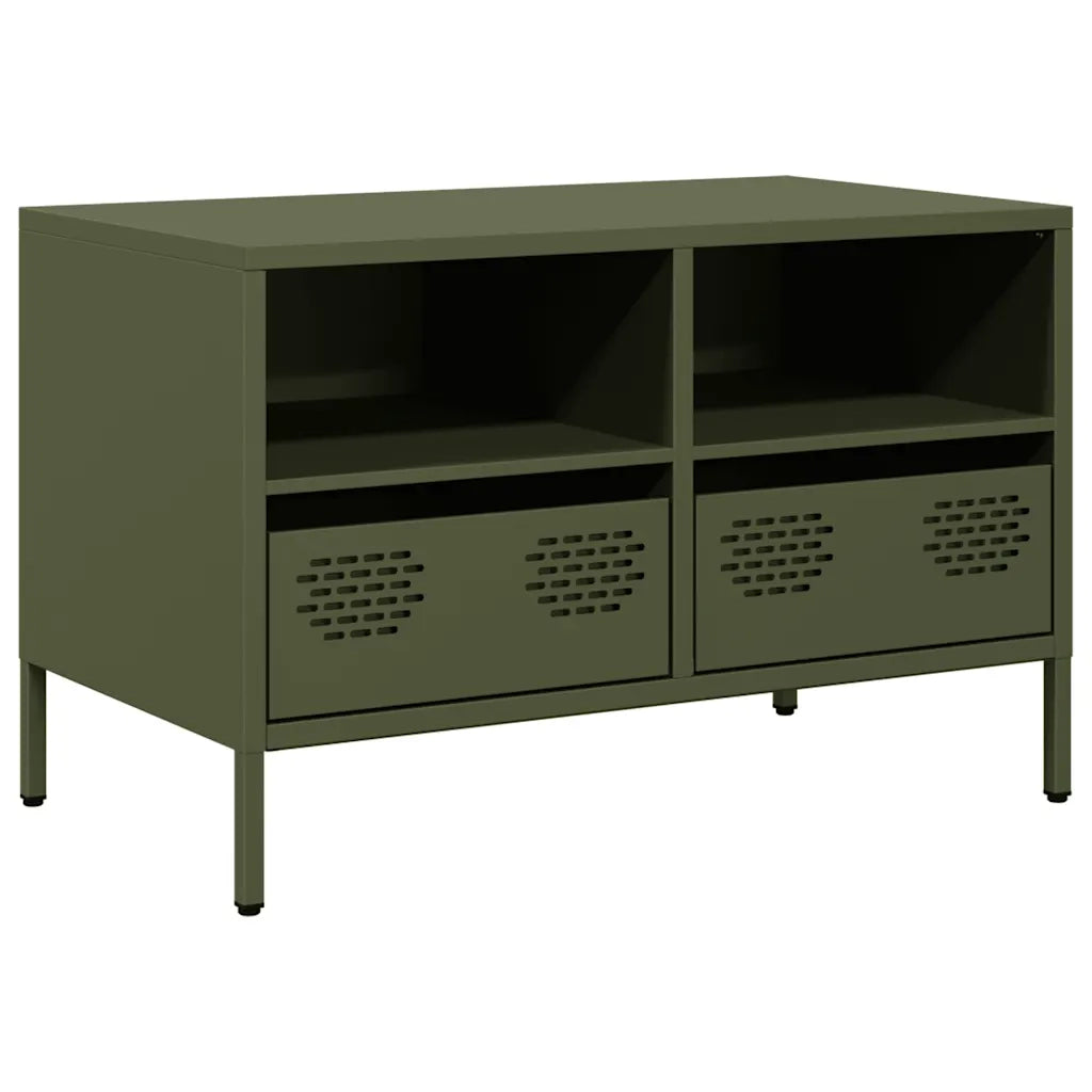 Mobile TV Verde Oliva 68x39x43,5cm in Acciaio Laminato a Freddo 851320