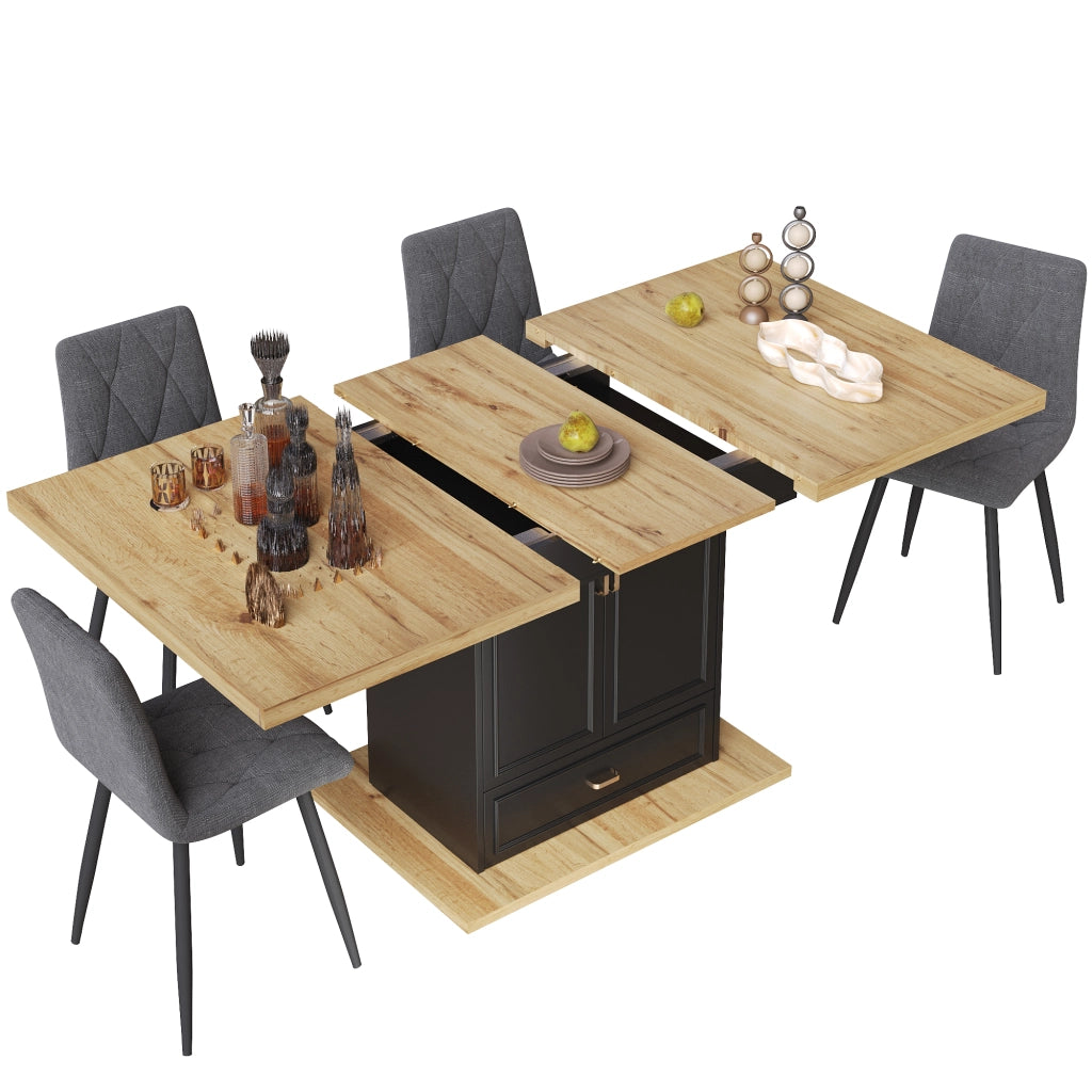 Tavolo allungabile da pranzo con 2 ante, 1 cassetto e ripiani regolabili, per cucina e soggiorno, 110 × 80 × 75 cm