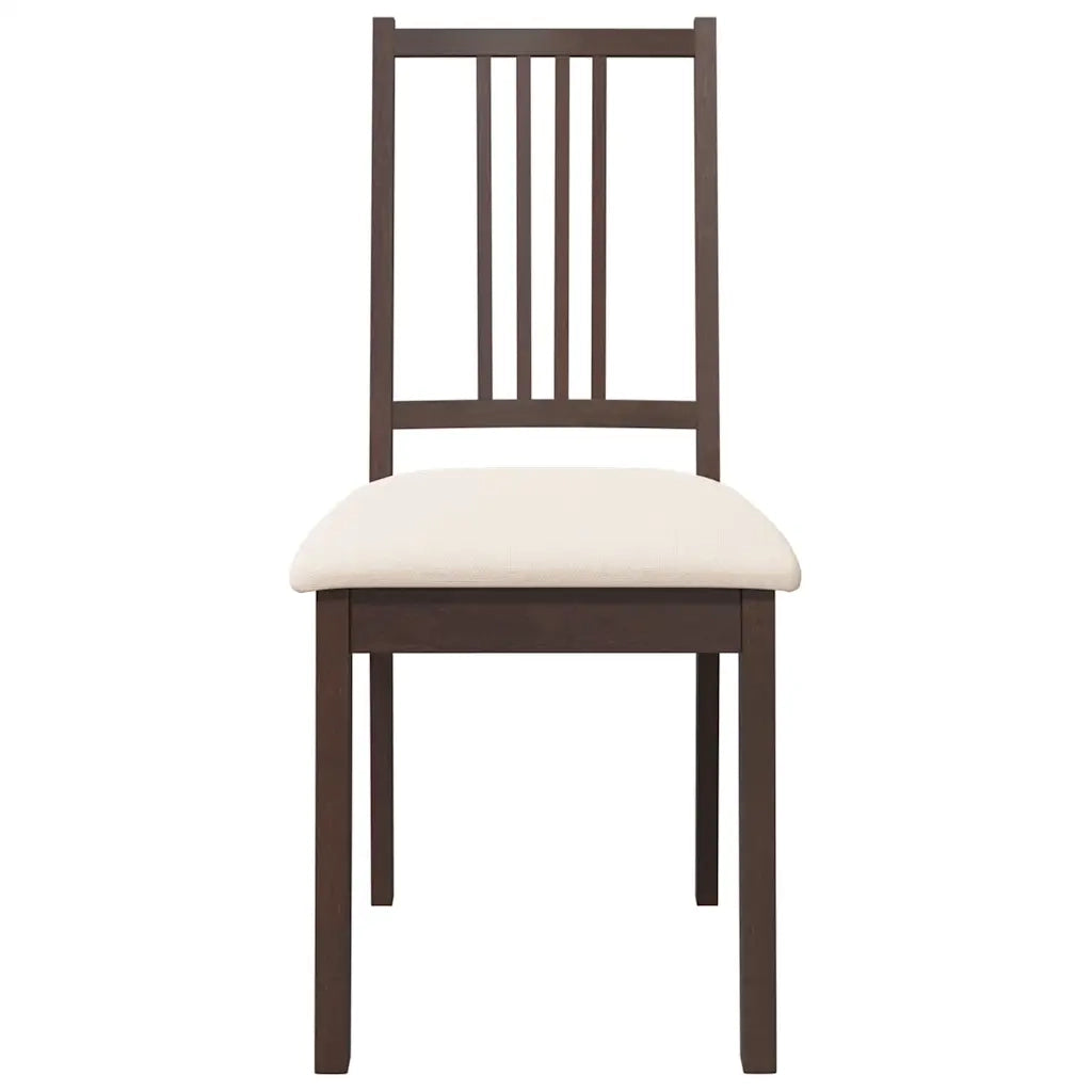 Sedie da Pranzo con Cuscini 2pz Marrone Legno Massello di Hevea 4102395