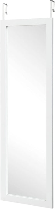 Grande Specchio Sospeso, Specchia a Figura Intera, Specchia per Cornice di Porta, da Parete, con 2 Ganci, 120 x 37 x 1,6 cm (Bianco)