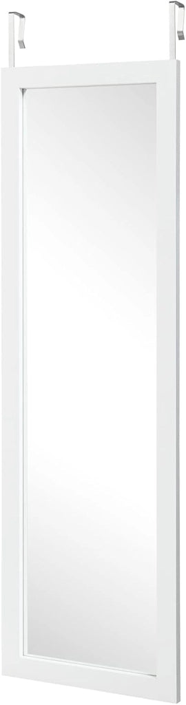 Grande Specchio Sospeso, Specchia a Figura Intera, Specchia per Cornice di Porta, da Parete, con 2 Ganci, 120 x 37 x 1,6 cm (Bianco)