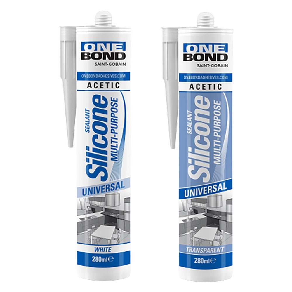 SILICONE ACETICO MULTIUSO bianco ml 280- 12 pezzi  - ONEBOND