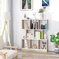 Mobile Libreria a 8 Ripiani per Soggiorno e Camera da Letto, in Legno, 100x27x124 cm, Rovere e Bianco
