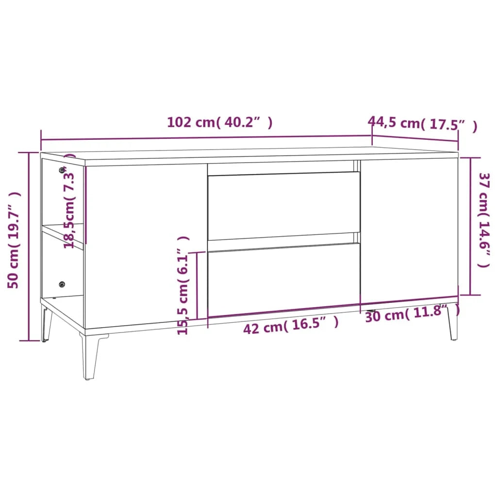 Mobile TV multimediale mensola per TV credenza per TV sala da pranzo soggiorno camera da letto rovere 102 x 44,5 x 50 cm legno ingegnerizzato marrone 02_0027146