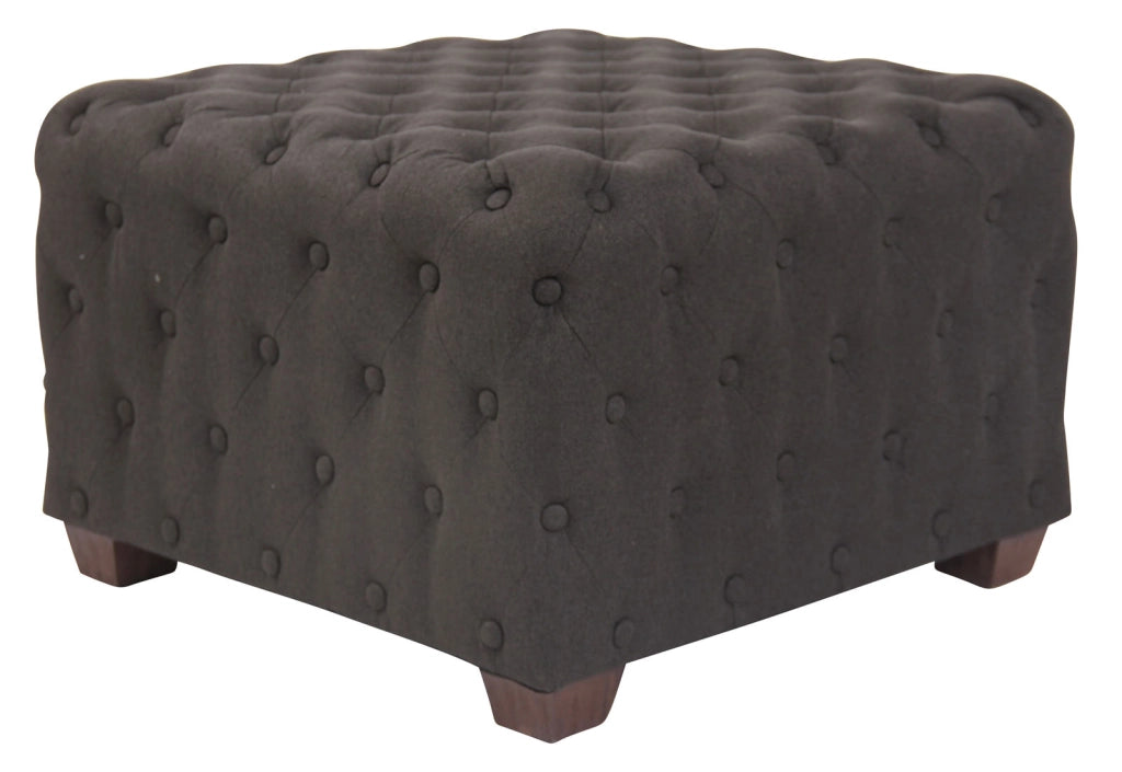 Pouf trapuntato Nimes in tessuto grigio scuro