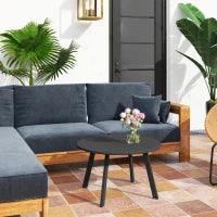 Tavolino da Giardino Rotondo in stile Industriale con Piedini Antiscivolo, in Metallo, Ø70x42 cm, Nero