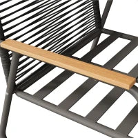 Set da giardino per 4 persone con divano doppio, 2 poltrone singole e tavolino da caffè, 118x69x78 cm, Grigio