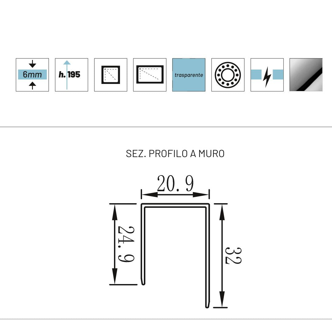 Lato box doccia angolo ante scorrevoli camelia s200 6 millimetri chrome 140 cm