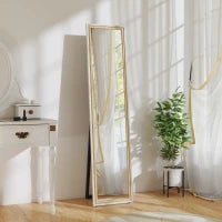 Specchio a Figura Intera con Cornice 157x37 cm, Bianco e Legno Naturale