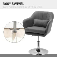 Poltroncina Girevole con Braccioli e Altezza Regolabile, 57x57x77.5-87cm, Grigio