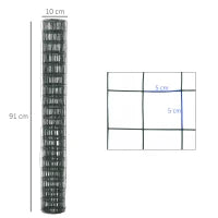 Rete Metallica da Giardino con Rivestimento in PVC per Recinzioni da Esterno, 500x91cm, Verde