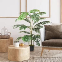 Palma in Plastica Decorativa con 20 Foglie, Pianta Finta con Vaso per Interno ed Esterno Alta 140cm