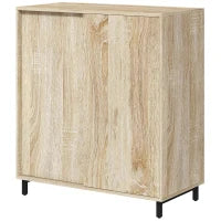 Scarpiera a 4 Livelli in Truciolato e Acciaio con Ripiani Regolabili, max 12 Paia, 80x40x93 cm, Color Legno