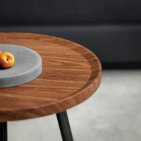 Set 2 Tavolini da Salotto Sovrapponibili in Legno e Metallo, Colore Legno Scuro