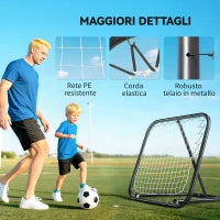 Rete di Rimbalzo da Calcio con Angolazione Regolabile in Metallo, 78x84x65-78 cm