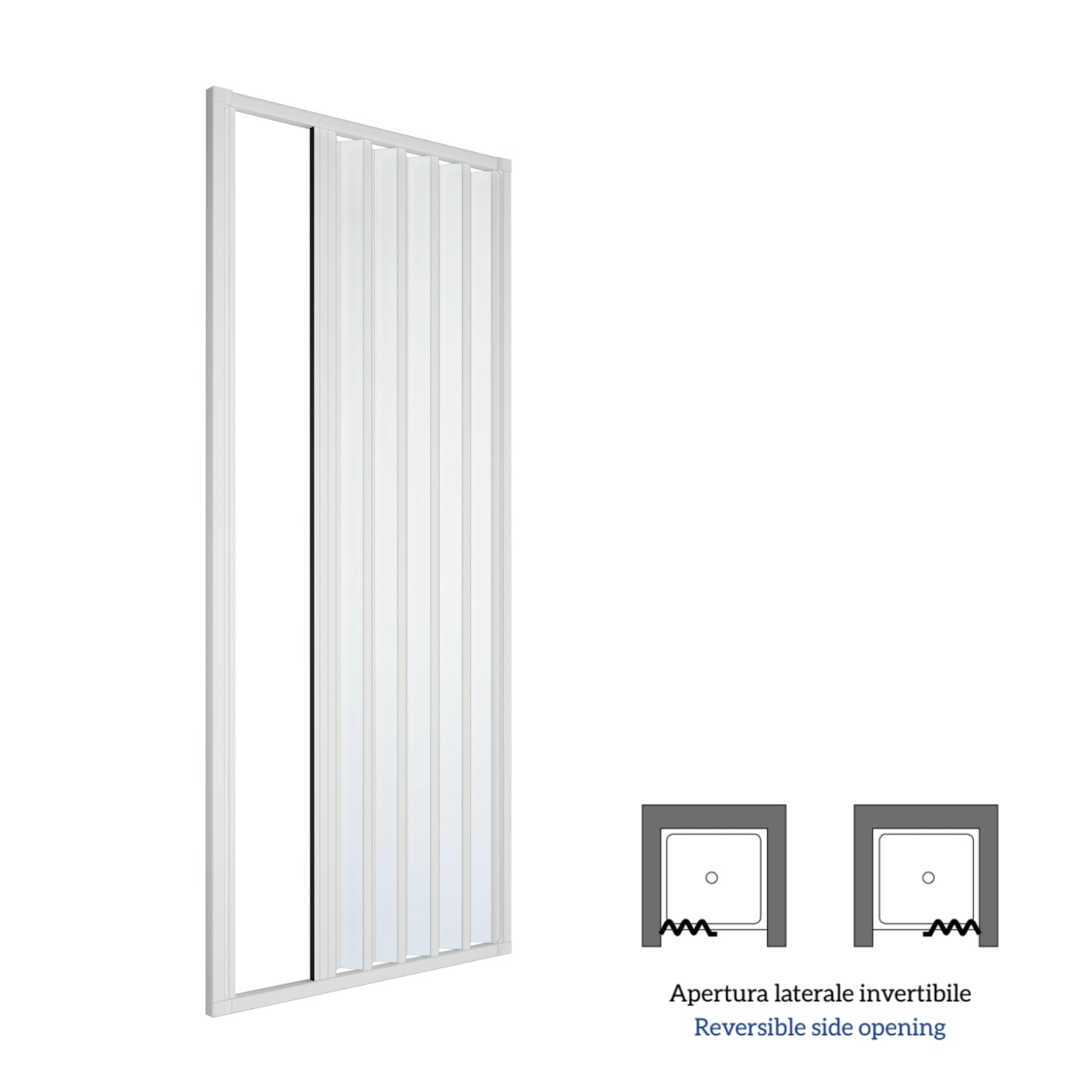 Parete doccia soffietto bianca maniglia katia-al reversibile altezza cm 185 pvc *** misure 90 cm, confezione 1