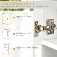 Mobile Cucina Moderno con 2 Armadietti, Ante in Vetro e Mensole Regolabili, 80x48x170 cm, Bianco