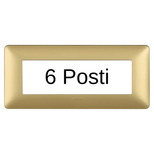 Bticino matix placca 6 posti tecnopolimero colorata am4806 pezzi 2 *** colore oro gold, confezione 1