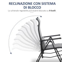 Sdraio da Giardino Zero Gravity Pieghevole e Reclinabile a 9 Livelli con Cuscino Lombare, Grigio